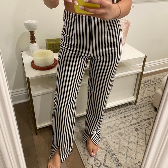 Honey Punch Pants - Striped slit pants